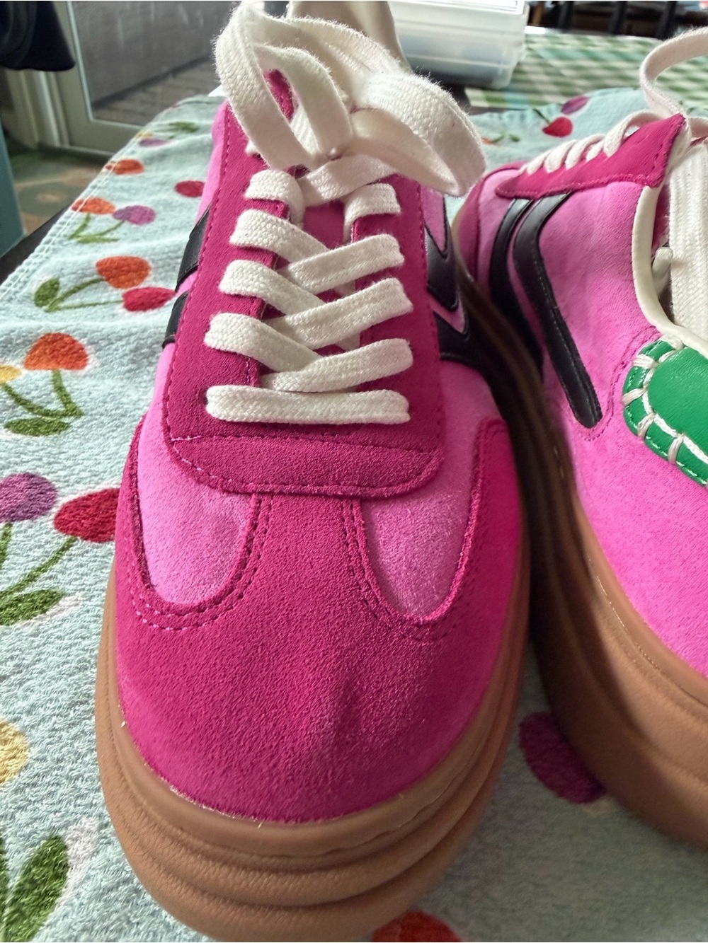 Steve Madden Hot Pink Suede Platform Sneakers with Black Accent - Picture 10 of 15